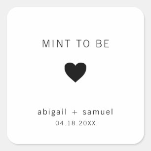 Adesivo Quadrado Mint para ser um moderno favor de casamento preto 