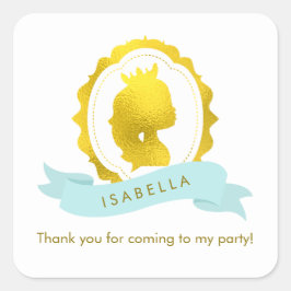 Adesivo Quadrado Mint Princess Cameo Birthday