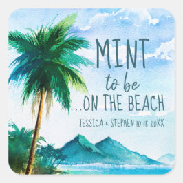 Adesivo Quadrado Mint to Be Favor Tropical Beach Weding