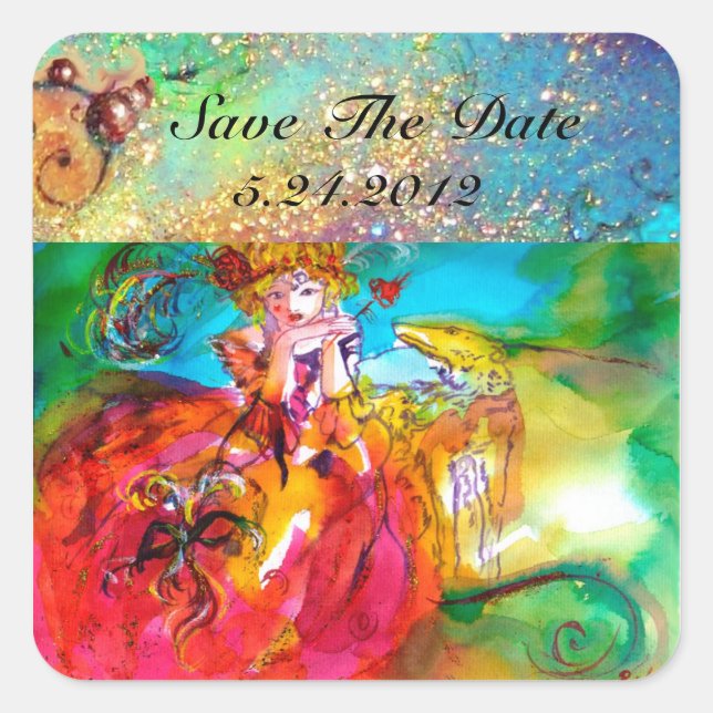 Adesivo Quadrado MIRANDOLINA, rosa, amarelo fuchsia (Frente)