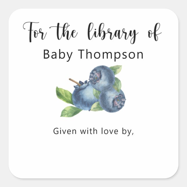 Adesivo Quadrado Mirtilo - para a biblioteca de (Frente)