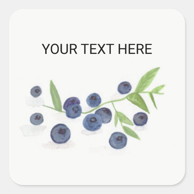Adesivo Quadrado Mirtilos cozinha frutas aquarela rústico  (Frente)