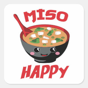 Adesivo Quadrado Miso Happy Funny Comida Kawaii
