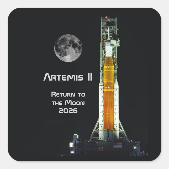 Adesivo Quadrado Missão da Artemis II à Lua (Frente)