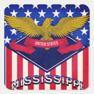 Adesivo Quadrado Mississipi - Sinalizador dos EUA