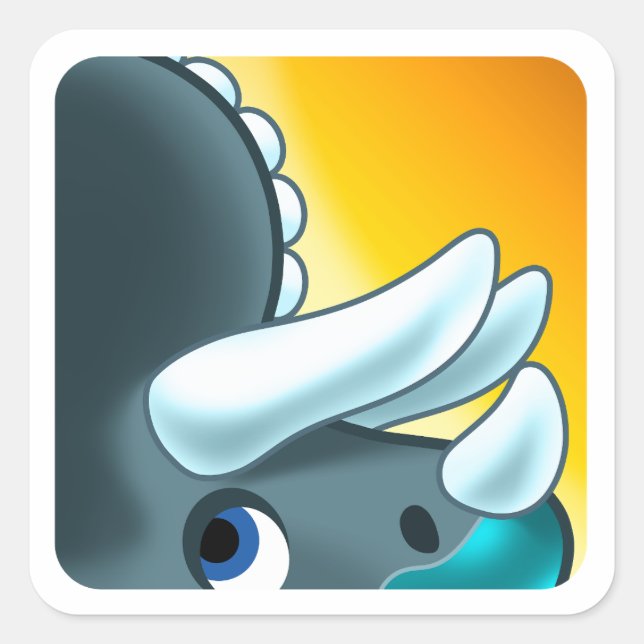 Adesivo Quadrado MISTÉRIO HORNED DINOSAUR de Jeff Willis Art (Frente)