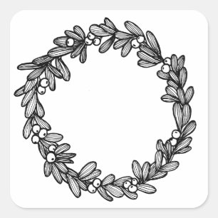 Adesivo Quadrado Mistletoe Wreath