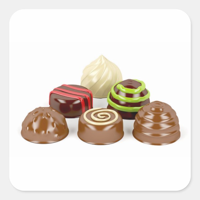 Adesivo Quadrado Mistura de doces de chocolate (Frente)