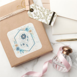 Adesivo Quadrado Mistura de Flores Vintage Suaves