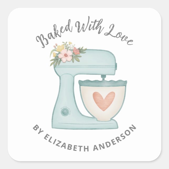 Adesivo Quadrado Misturador De Bolo Cujo Vestido É Com Vinheta Quad (Frente)