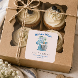 Adesivo Quadrado Misturador Flor Azul Home Bakery