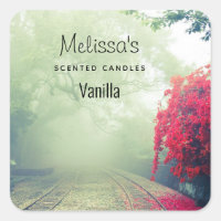 Misty Railroad Tracks Foto Candle Biz