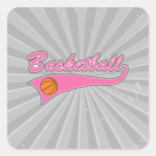 Adesivo Quadrado moças cor-de-rosa com logotipo de basquete