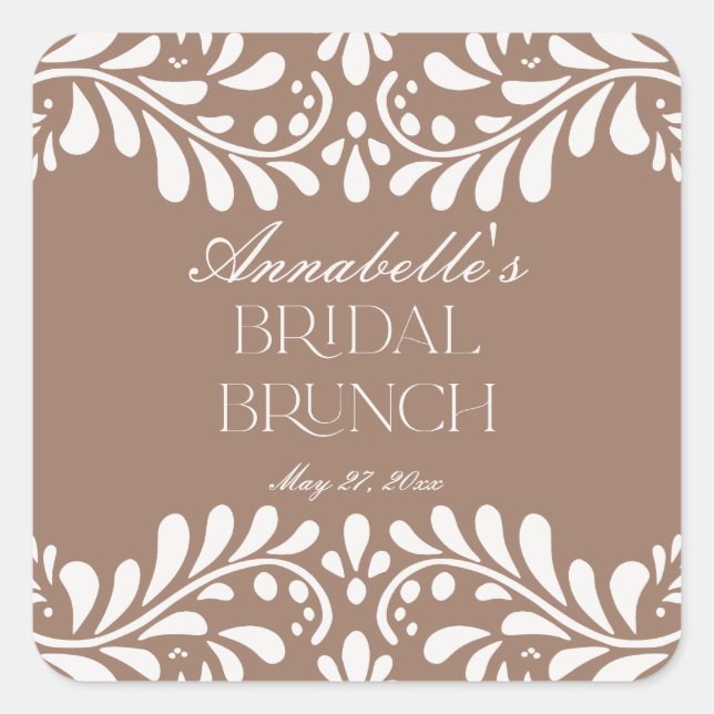 Adesivo Quadrado Mocha Brown Talavera Festa Espanhola Café da Manhã (Frente)