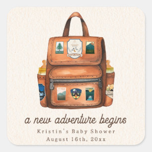 Adesivo Quadrado Mochila de Aventura + Chá de fraldas de Garrafas