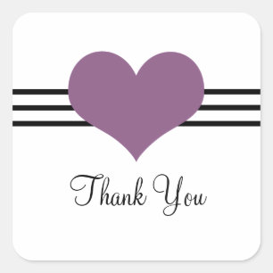 Adesivo Quadrado Mod Heart Obrigado Stickers, Roxo