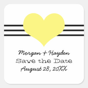Adesivo Quadrado Mod Heart Save the Date Stickers, Yellow