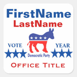 Adesivo Quadrado Modelo da Campanha Personalizada Democrata