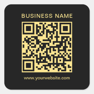 Adesivo Quadrado Modelo de código QR de empresa personalizado preto