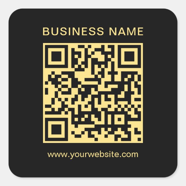 Adesivo Quadrado Modelo de código QR de empresa personalizado preto (Frente)