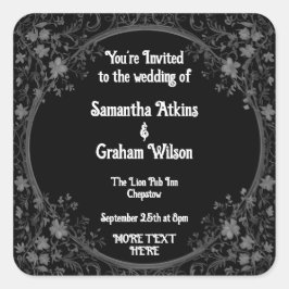 Adesivo Quadrado Modelo de convite para casamento impresso