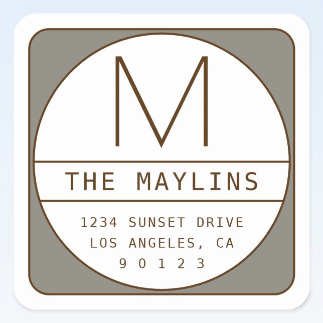 Adesivo Quadrado Modelo de design retro-moderno editável | Cinza Ma (Criador carregado)