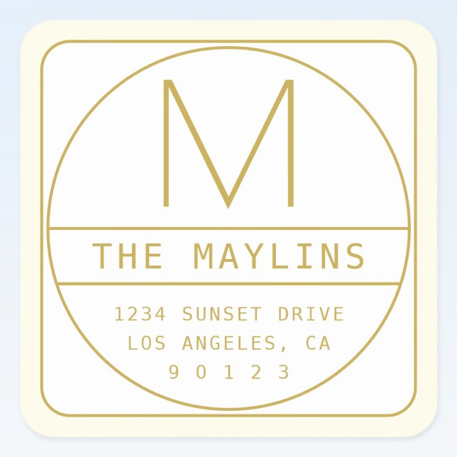 Adesivo Quadrado Modelo de design retro-moderno editável dourado e  (Criador carregado)