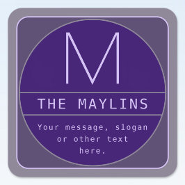 Adesivo Quadrado Modelo de Design Retro-moderno Editável | Roxos