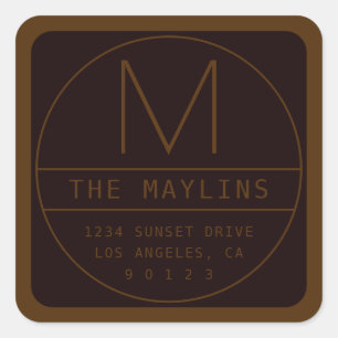 Adesivo Quadrado Modelo de Design retromoderno editável   Castanho 