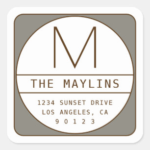 Adesivo Quadrado Modelo de Design retromoderno editável   Cinza Bro