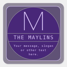 Adesivo Quadrado Modelo de Design retromoderno editável | Púrpura