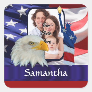 Adesivo Quadrado Modelo de foto Americano Patriótico