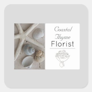 Adesivo Quadrado Modelo de logotipo de florista costeira editável