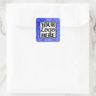 Adesivo Quadrado Modelo de logotipo Glamor Blue Glitter Sparkle Sta