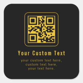 Adesivo Quadrado Modelo de QR Code e Texto Editável | Preto e Doura