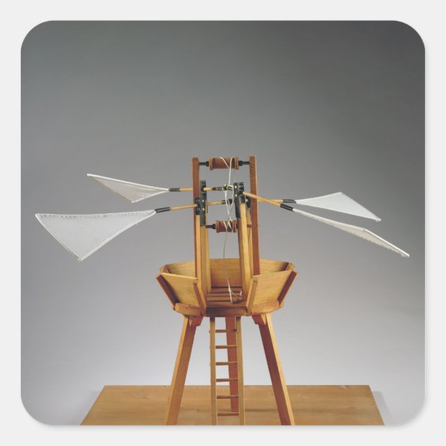 Adesivo Quadrado Modelo de reconstrução da design da Vinci (Frente)