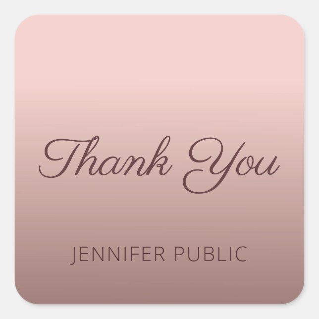 Adesivo Quadrado Modelo de texto digitado 'Obrigado' cor dourado ro (Frente)