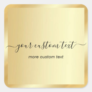 Adesivo Quadrado Modelo de texto personalizado em ouro com letra ma