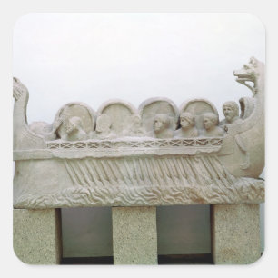 Adesivo Quadrado Modelo de um navio que transporta o vinho no