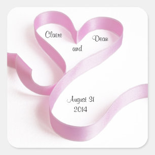 Adesivo Quadrado Modelo de Vinhetas de Envelope Cardíaco