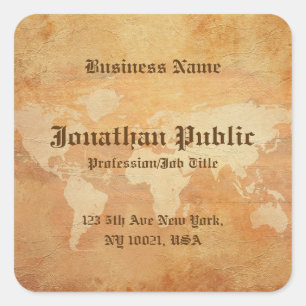 Adesivo Quadrado Modelo de Vintagem Clássica - Vista de Papel Antig