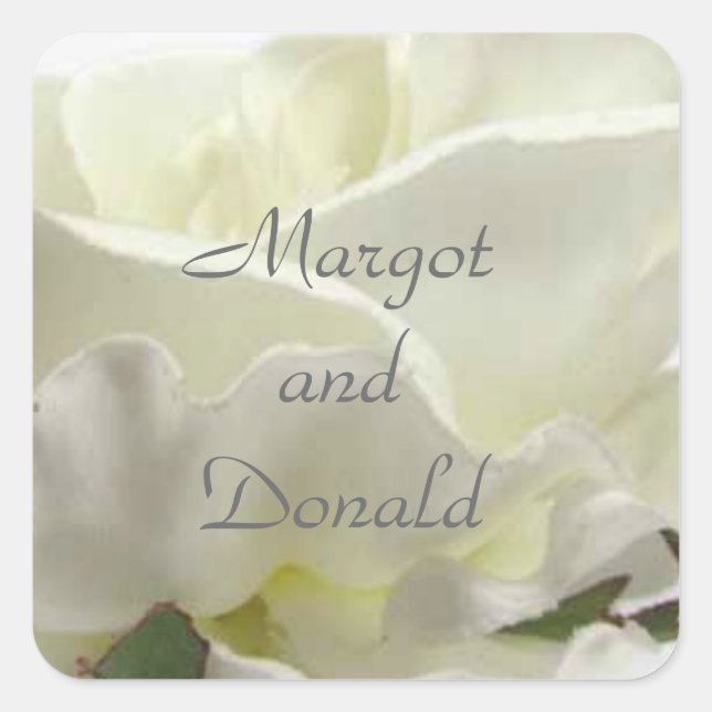 Adesivo Quadrado Modelo do Envelope Floral Branco (Frente)