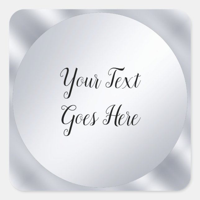 Adesivo Quadrado Modelo elegante com aparência de prata manuscrita  (Frente)