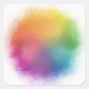 Adesivo Quadrado Modelo em Branco Abstrato Colorido Azul Roxo Verde