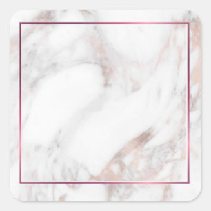 Adesivo Quadrado Modelo em Branco de Mármore Dourado Rosa Personali