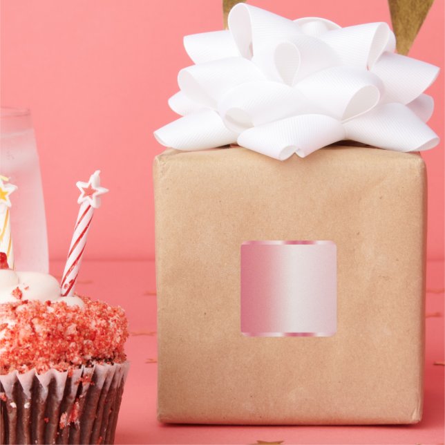 Adesivo Quadrado Modelo em Branco Dourado Rosa Adicione Seu Texto N (Festa)