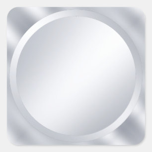 Adesivo Quadrado Modelo em prata metálica personalizado elegante em