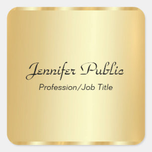 Adesivo Quadrado Modelo Glamoroso de Script Elegante Dourado