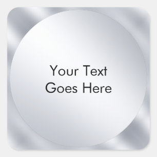 Adesivo Quadrado Modelo Moderno de Prata Falsa Adicione Seu Texto E