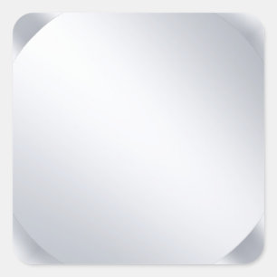 Adesivo Quadrado Modelo moderno em branco com aparência de prata me